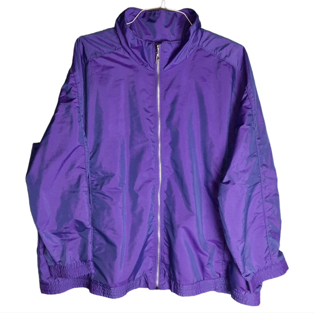 Catalina Woman Purple/Blue Changeant Shimmer Windbreaker Jacket SZ 22W/2…
